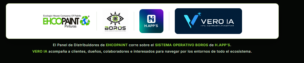 Ecosistema integrado por EHCOPAINT, BOROS, H.APPS y VERO IA